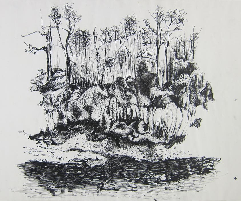 Landscape, Marlene Kern, Drawing, Ink on paper